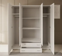 Serra - Kledingkast 4-deurs - Wit - 160x51x177 cm