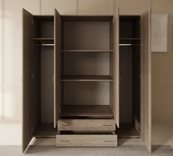 Serra - Kledingkast 4-deurs - Licht eiken - 160x51x177 cm
