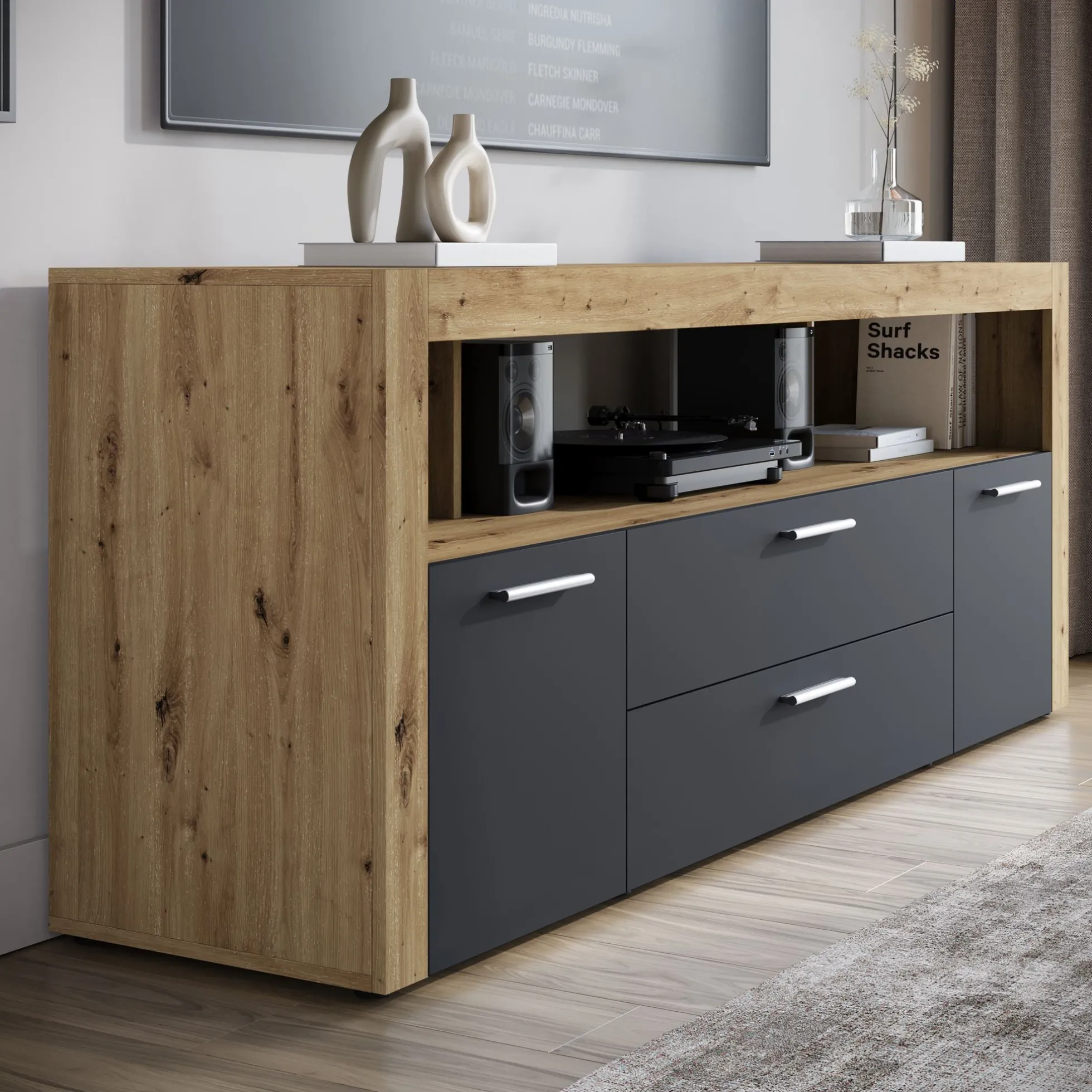 Sharon - TV-Meubel - Antraciet - 181 cm