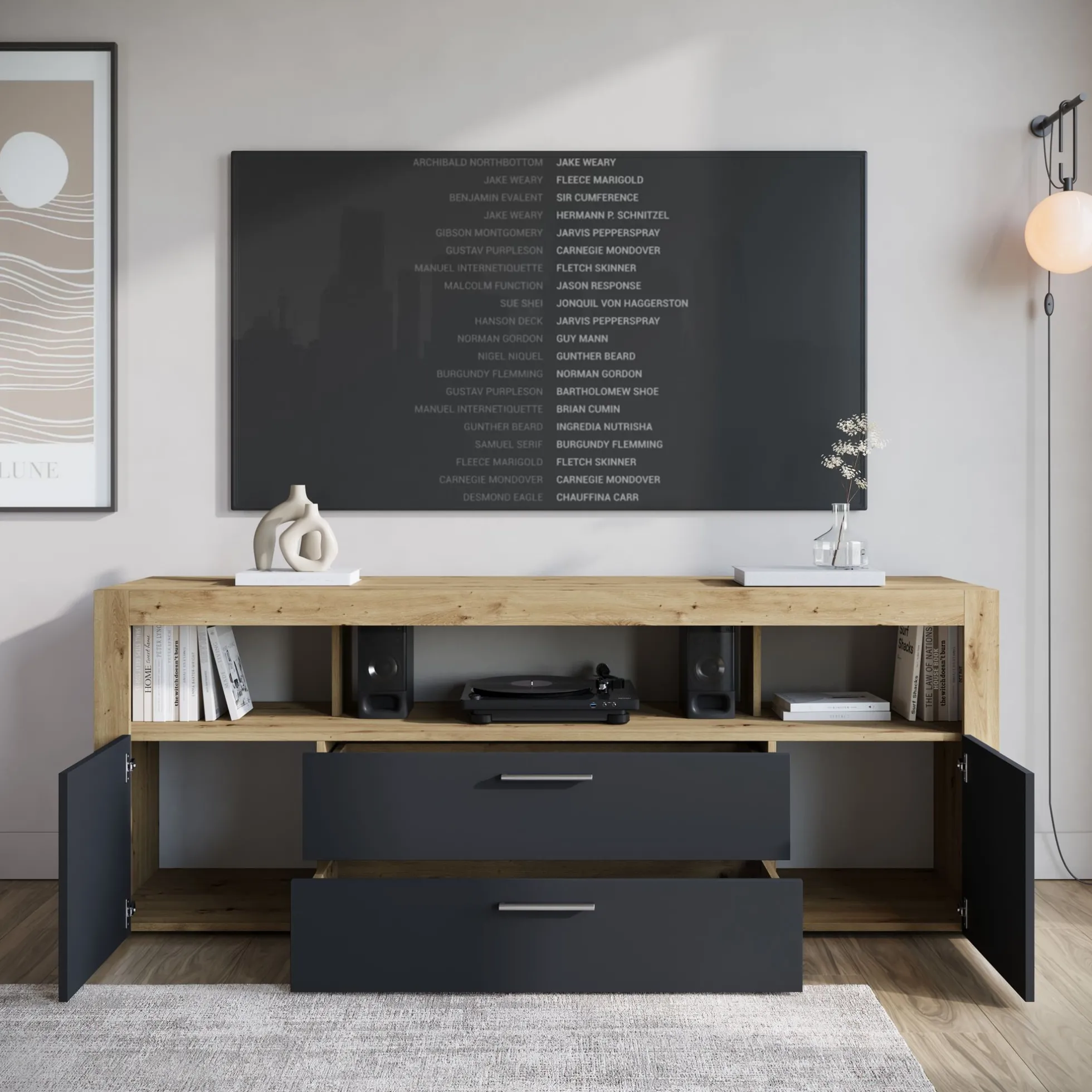 Sharon - TV-Meubel - Antraciet - 181 cm