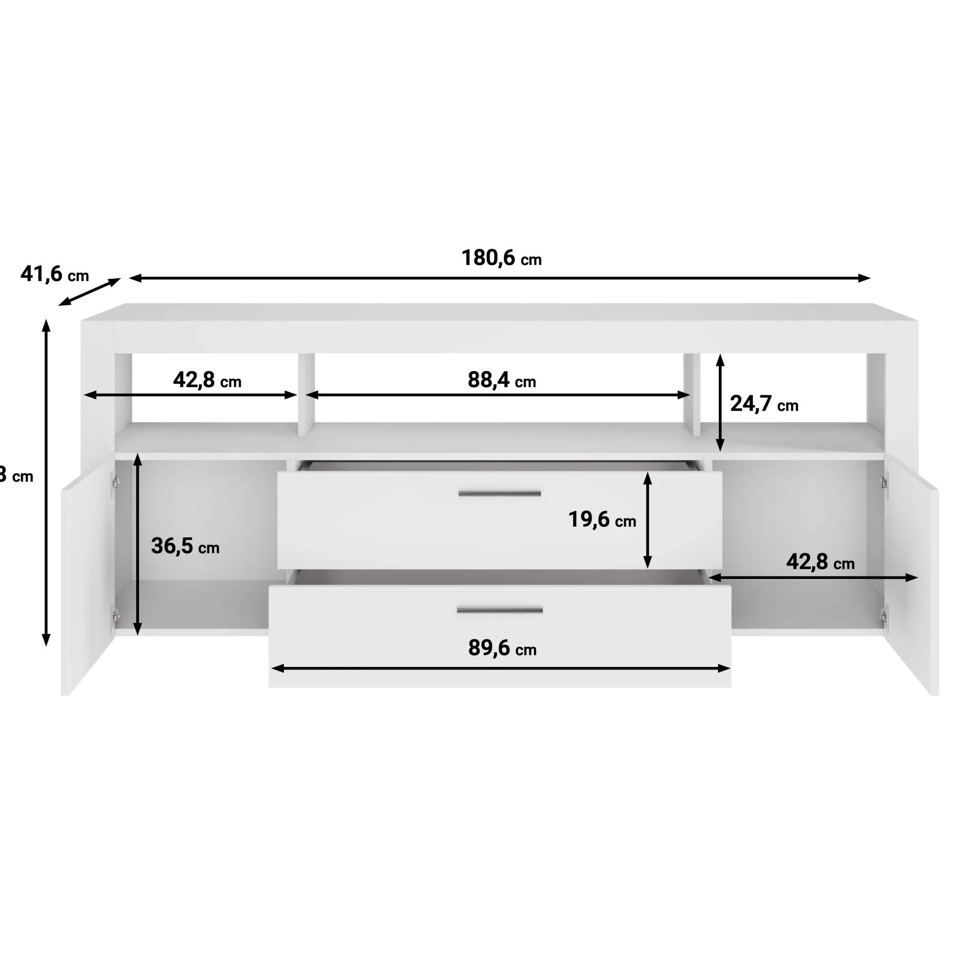 Sharon - TV-Meubel - Antraciet - 181 cm