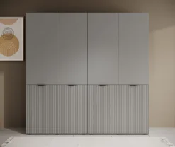 Shelton - Kledingkast 4-deurs - Grijs - 202x51x200 cm