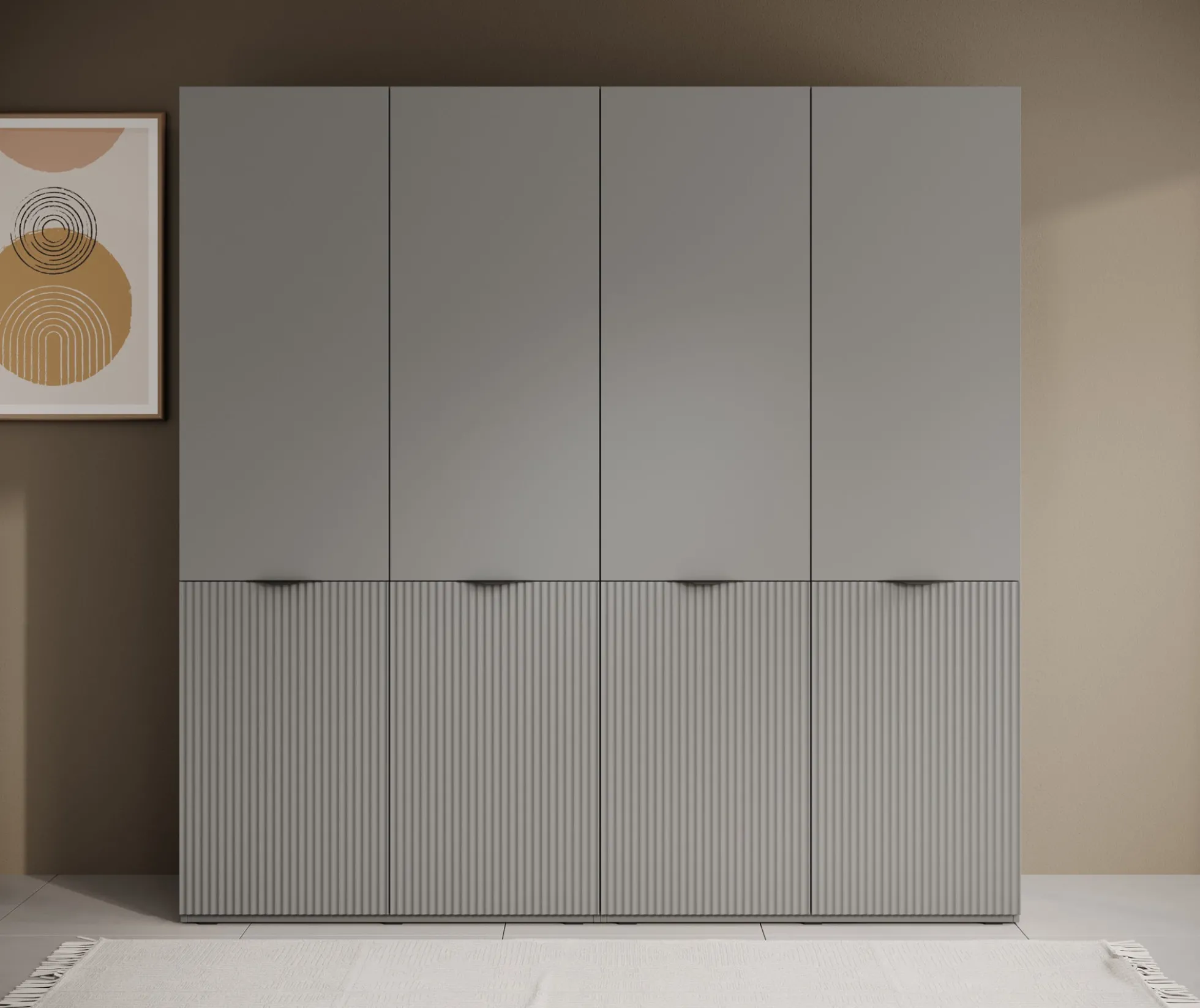 Shelton - Kledingkast 4-deurs - Grijs - 202x51x200 cm