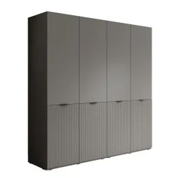 Shelton - Kledingkast 4-deurs - Grijs - 202x51x200 cm