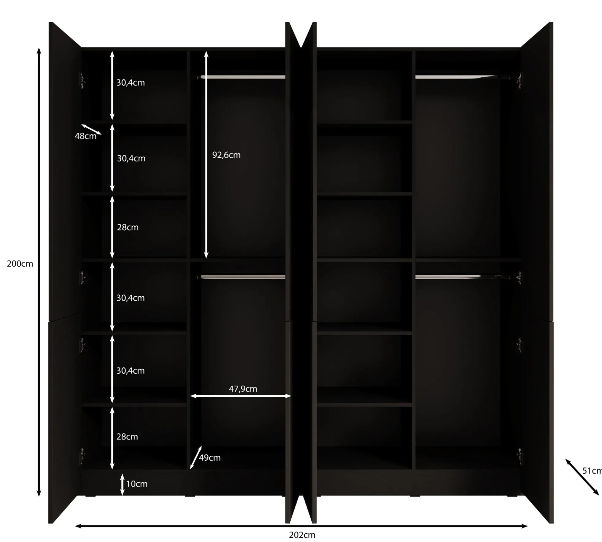 Shelton - Kledingkast 4-deurs van glas - Beige