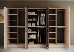 Shelton - Kledingkast 6-deurs van glas - Beige