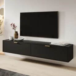 Silas - TV-Meubel - Zwart - 175x33x35cm