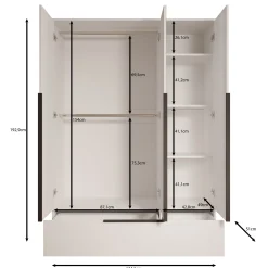 Skyer - Kledingkast 3-deurs - Wit - 135x51x193 cm