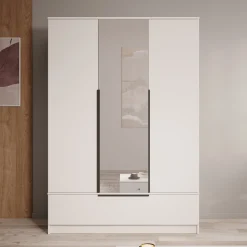 Skyer - Kledingkast 3-deurs - Wit - 135x51x193 cm