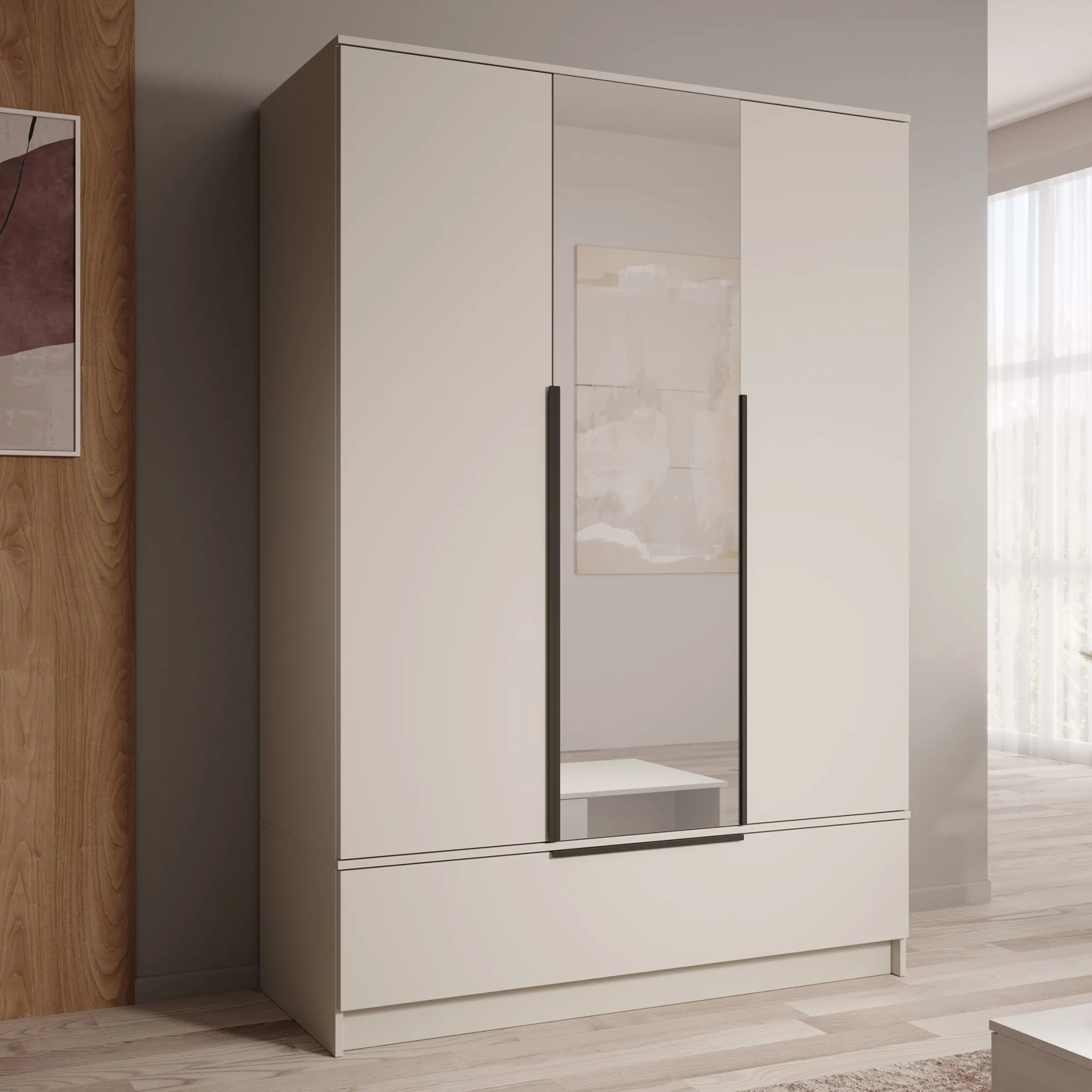 Skyer - Kledingkast 3-deurs - Beige - 135x51x193 cm