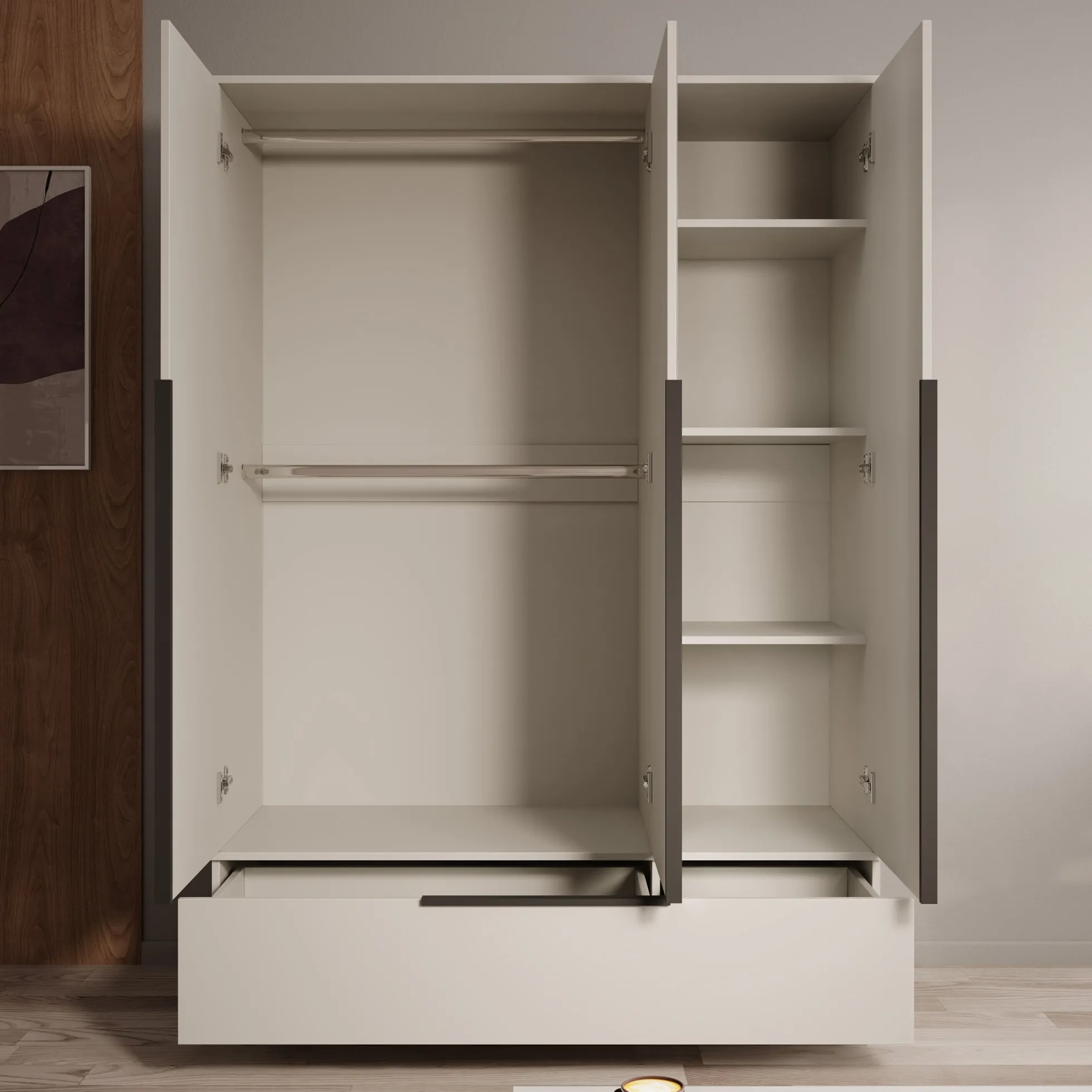 Skyer - Kledingkast 3-deurs - Beige - 135x51x193 cm