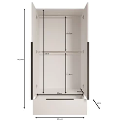 Skyer - Kledingkast 2-deurs - Wit - 90x51x193 cm