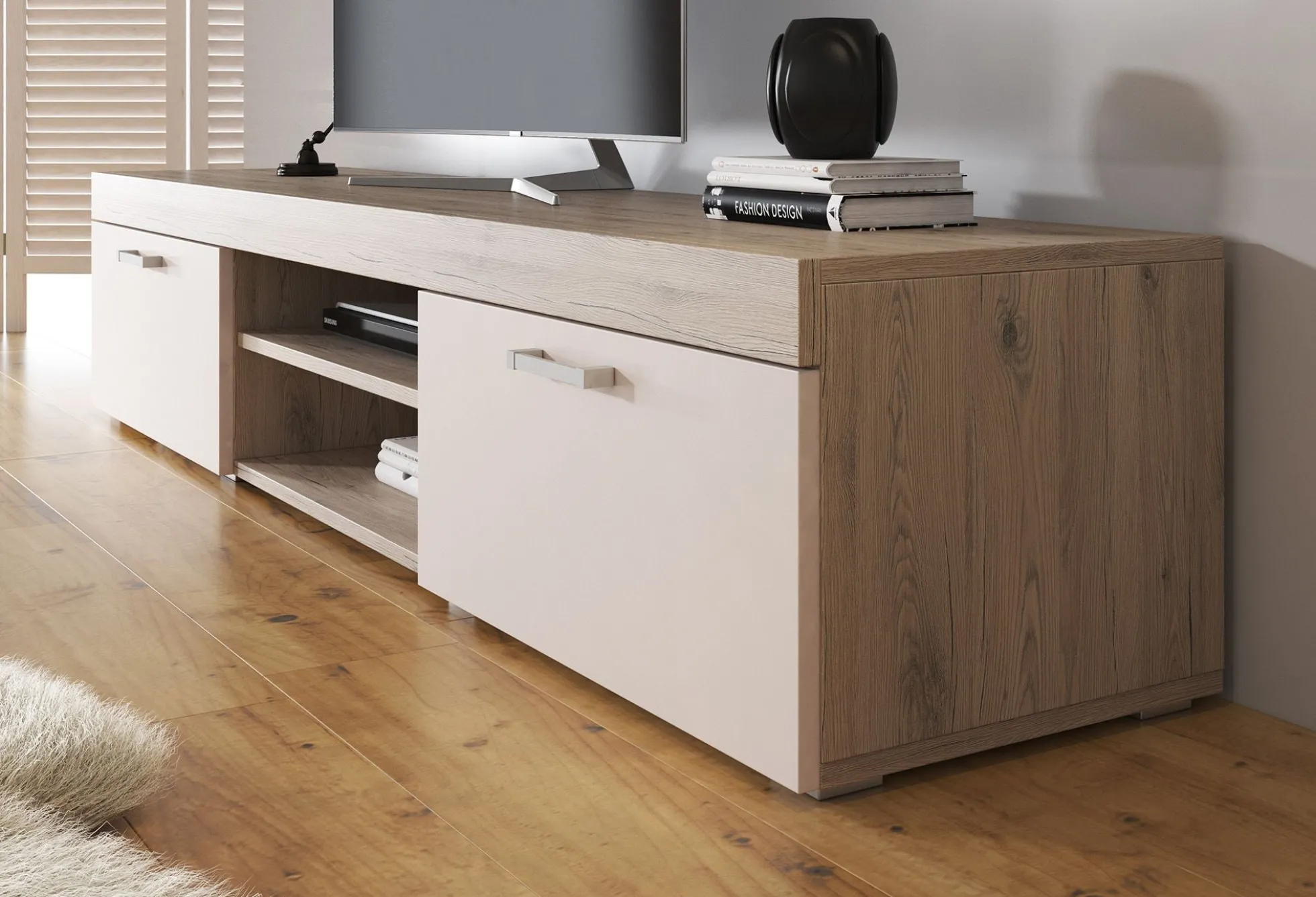 Slim - TV-Meubel - Creme/licht eiken - 200 cm
