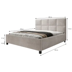 Soline - Tweepersoonsbed - Ribstof beige - 180x200 cm
