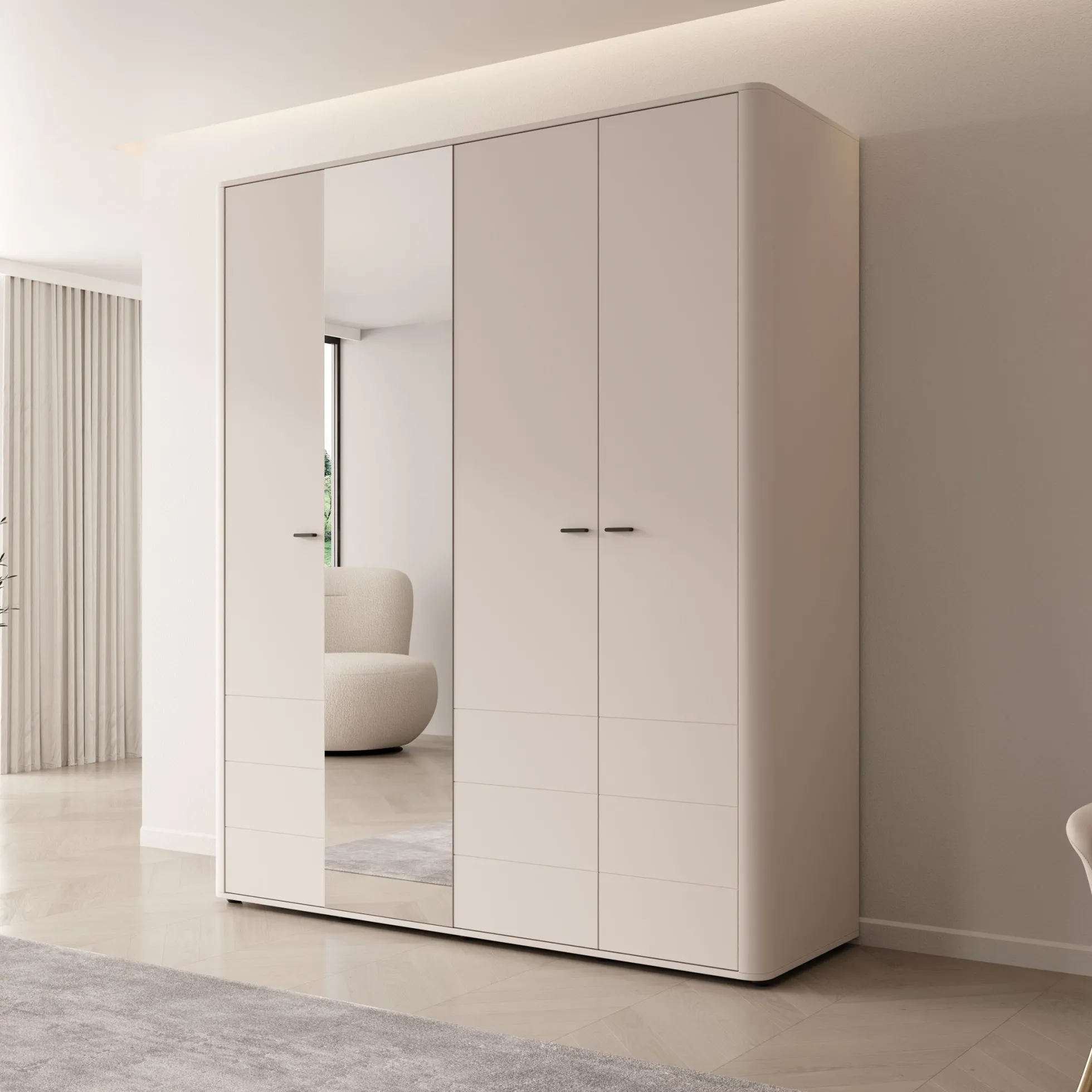 Sorello - Kledingkast 4 deurs - Beige - 180x56x211 cm