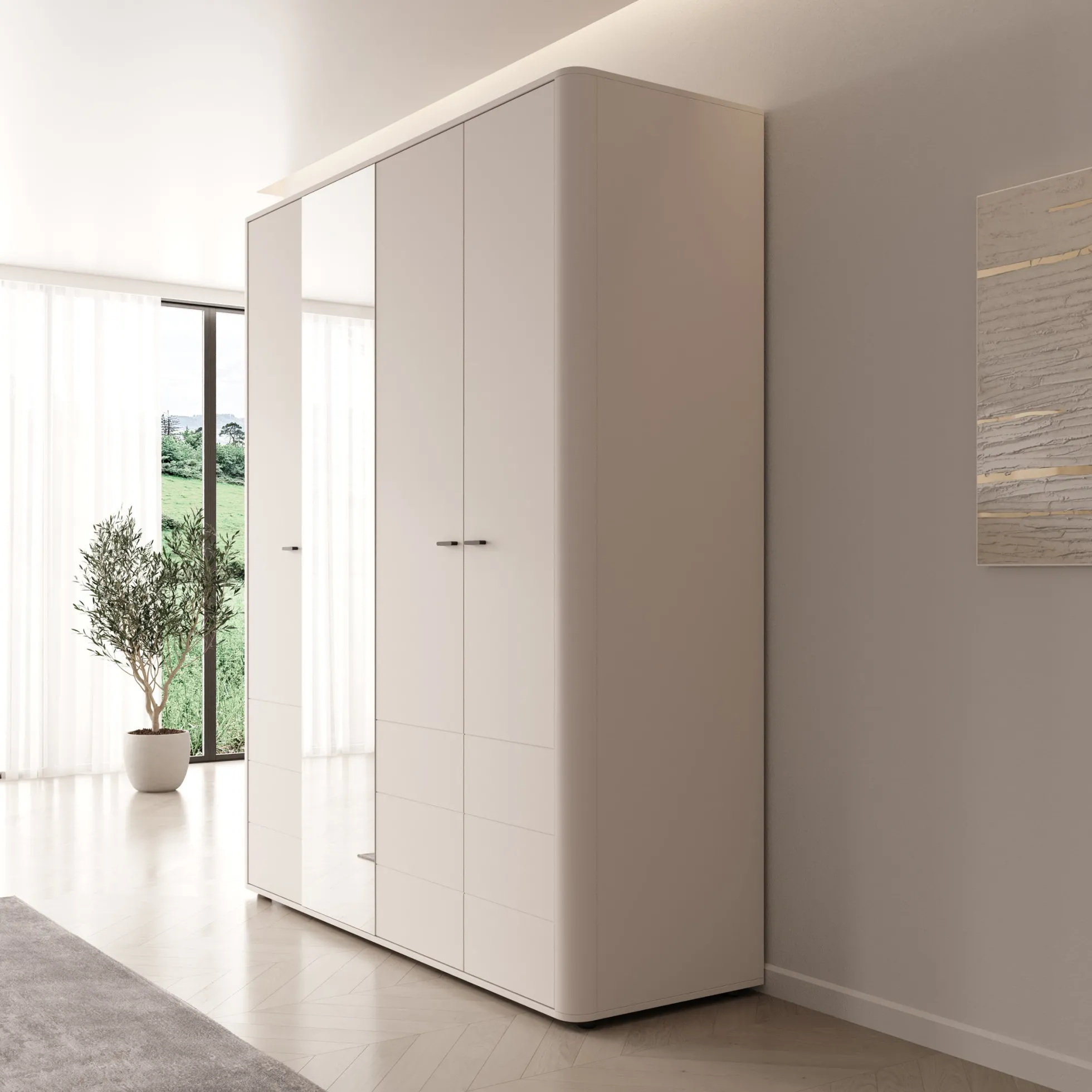 Sorello - Kledingkast 4 deurs - Beige - 180x56x211 cm