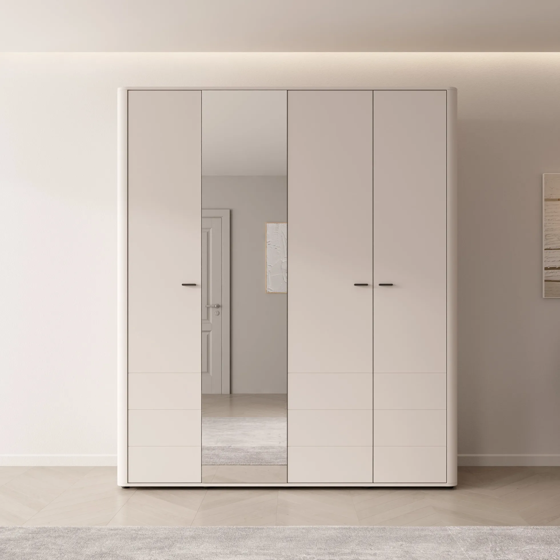 Sorello - Kledingkast 4 deurs - Beige - 180x56x211 cm