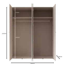 Sorello - Kledingkast 4 deurs - Beige - 180x56x211 cm