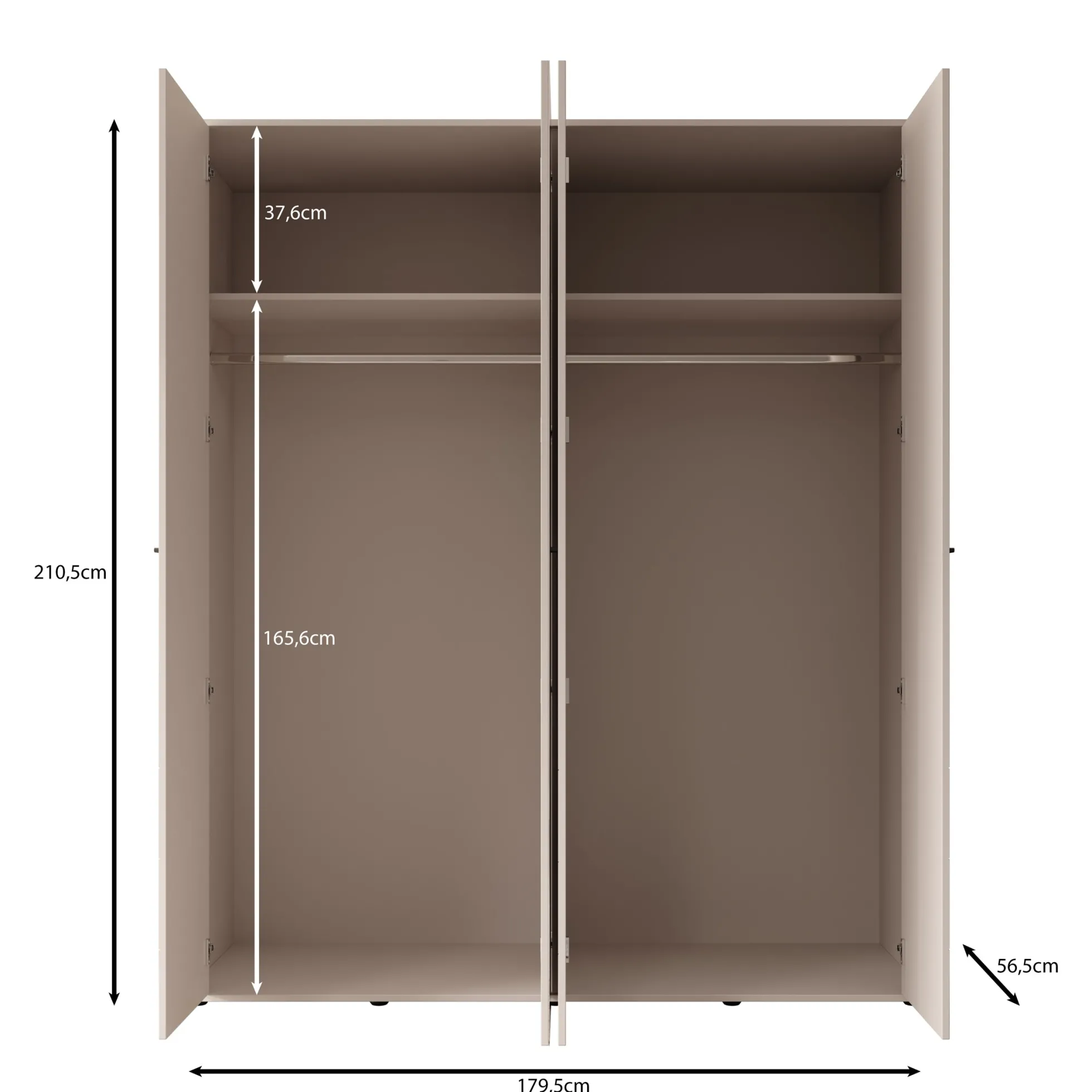 Sorello - Kledingkast 4 deurs - Beige - 180x56x211 cm