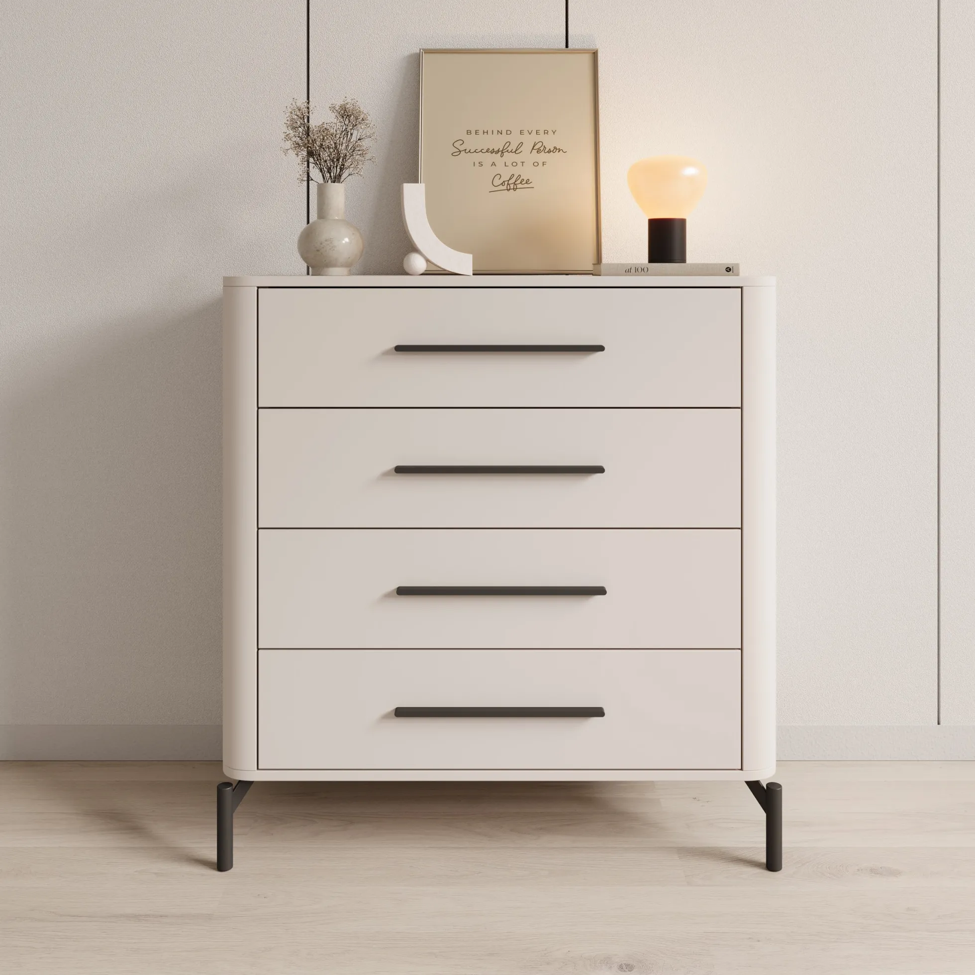 Sorello - Ladekast met 4 lades - Beige - 90x40x94 cm