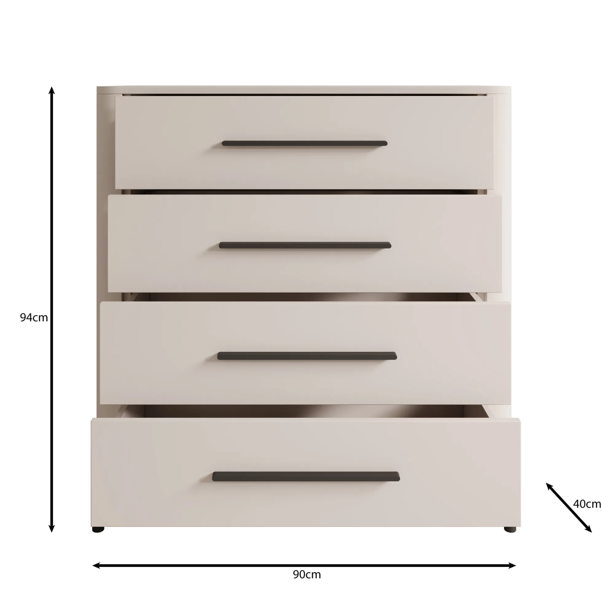 Sorello - Ladekast met 4 lades - Beige - 90x40x94 cm