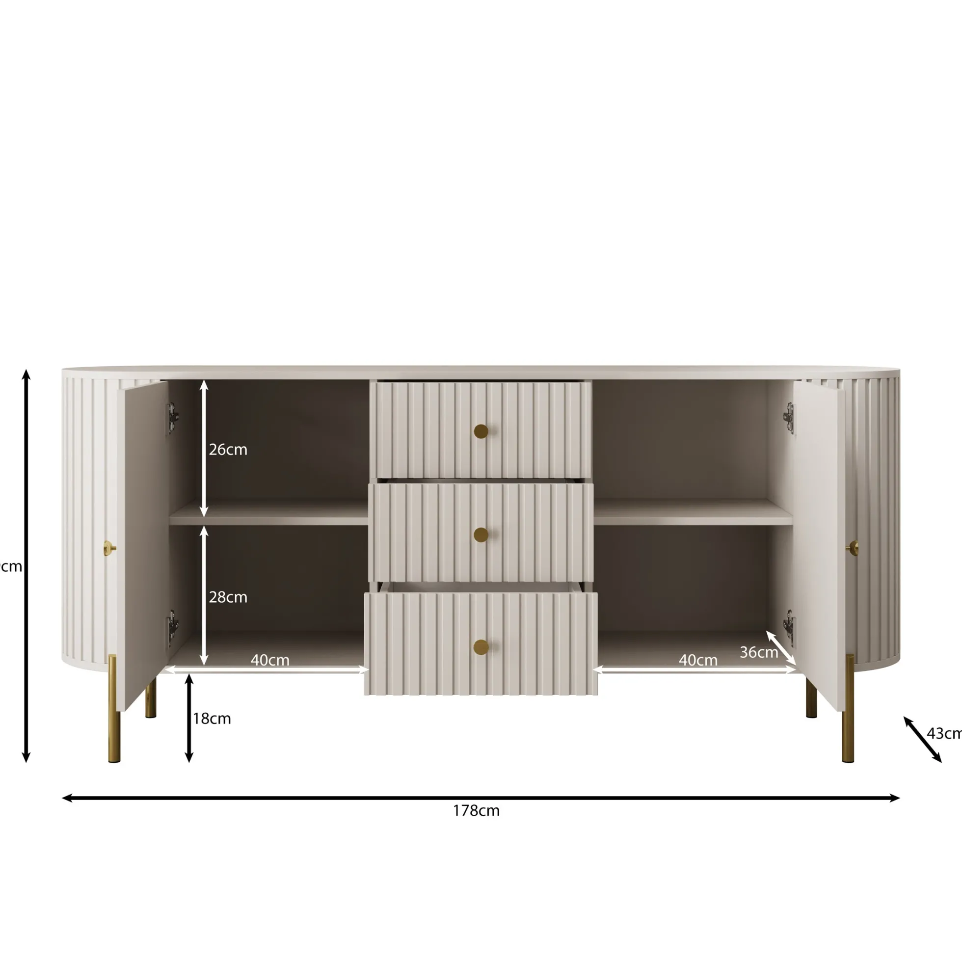 Sorenna - Dressoir - Beige - 178x40x79 cm