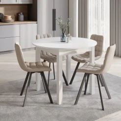 South - Eetkamertafel - Uitschuifbaar - Wit - 100x100x76 cm