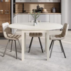 South - Eetkamertafel - Uitschuifbaar - Beige - 100x100x76 cm