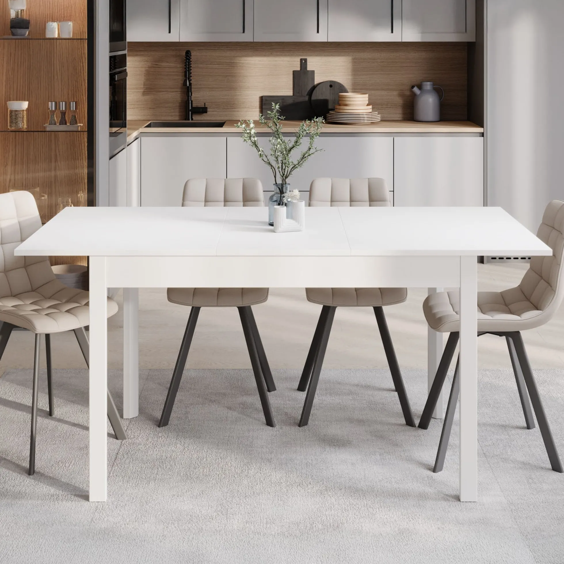 Steve - Eetkamertafel - Wit - 120x80x77 cm