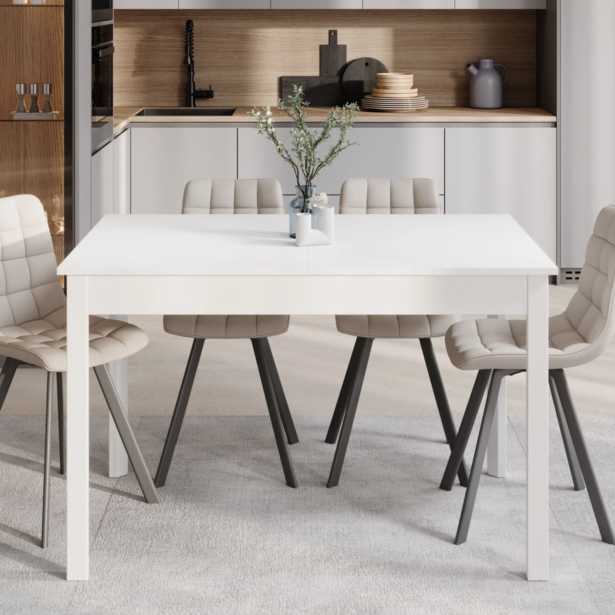 Steve - Eetkamertafel - Wit - 120x80x77 cm