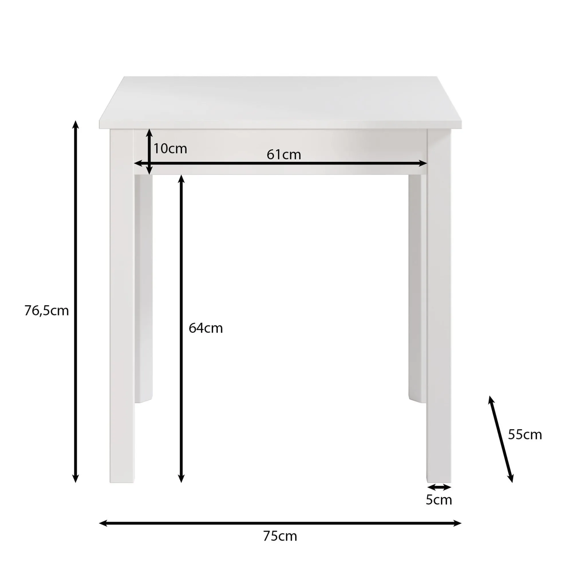 Steve - Eetkamertafel - Wit - 75x55x77 cm