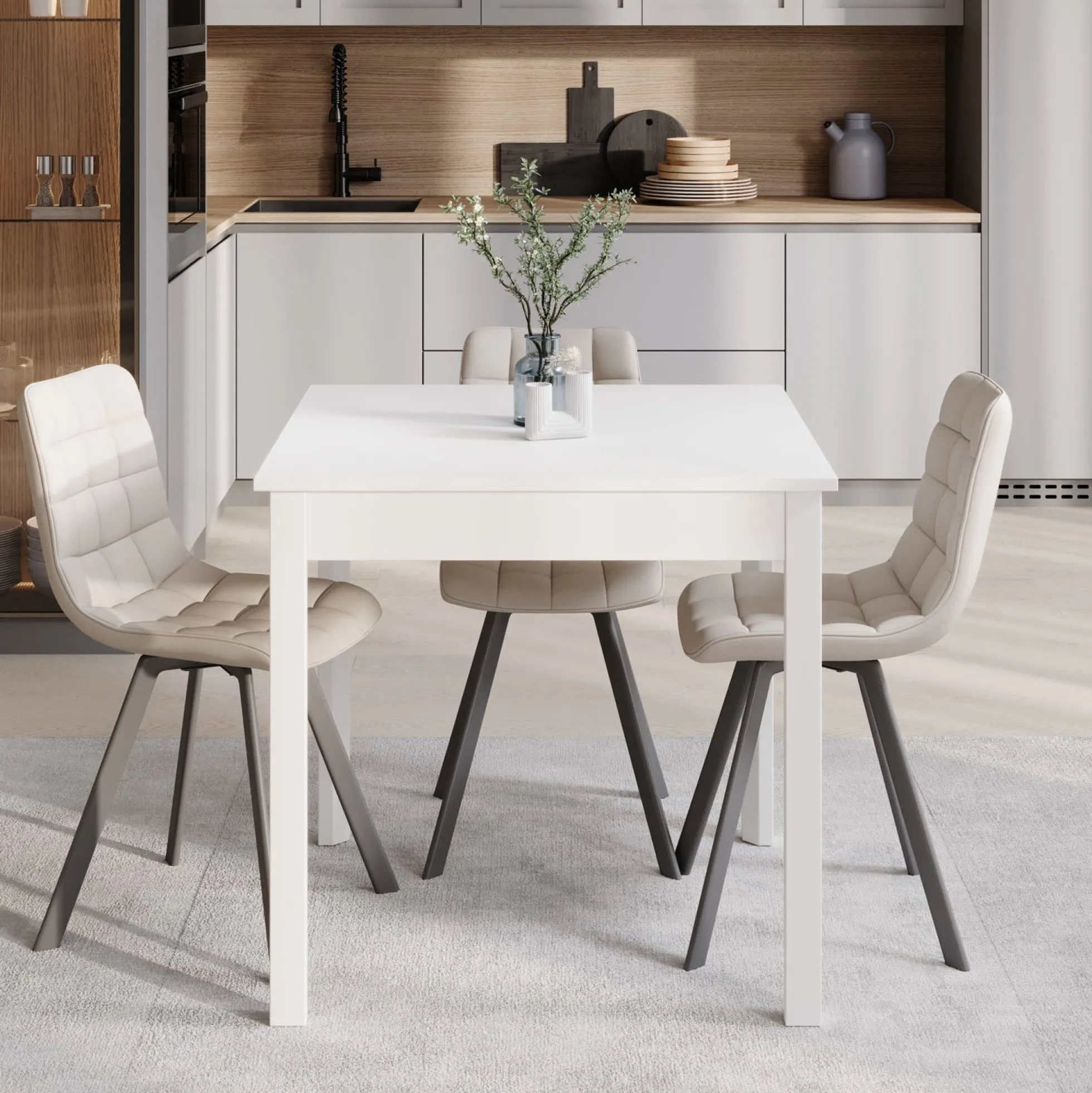 Steve - Eetkamertafel - Wit - 80x80x77 cm