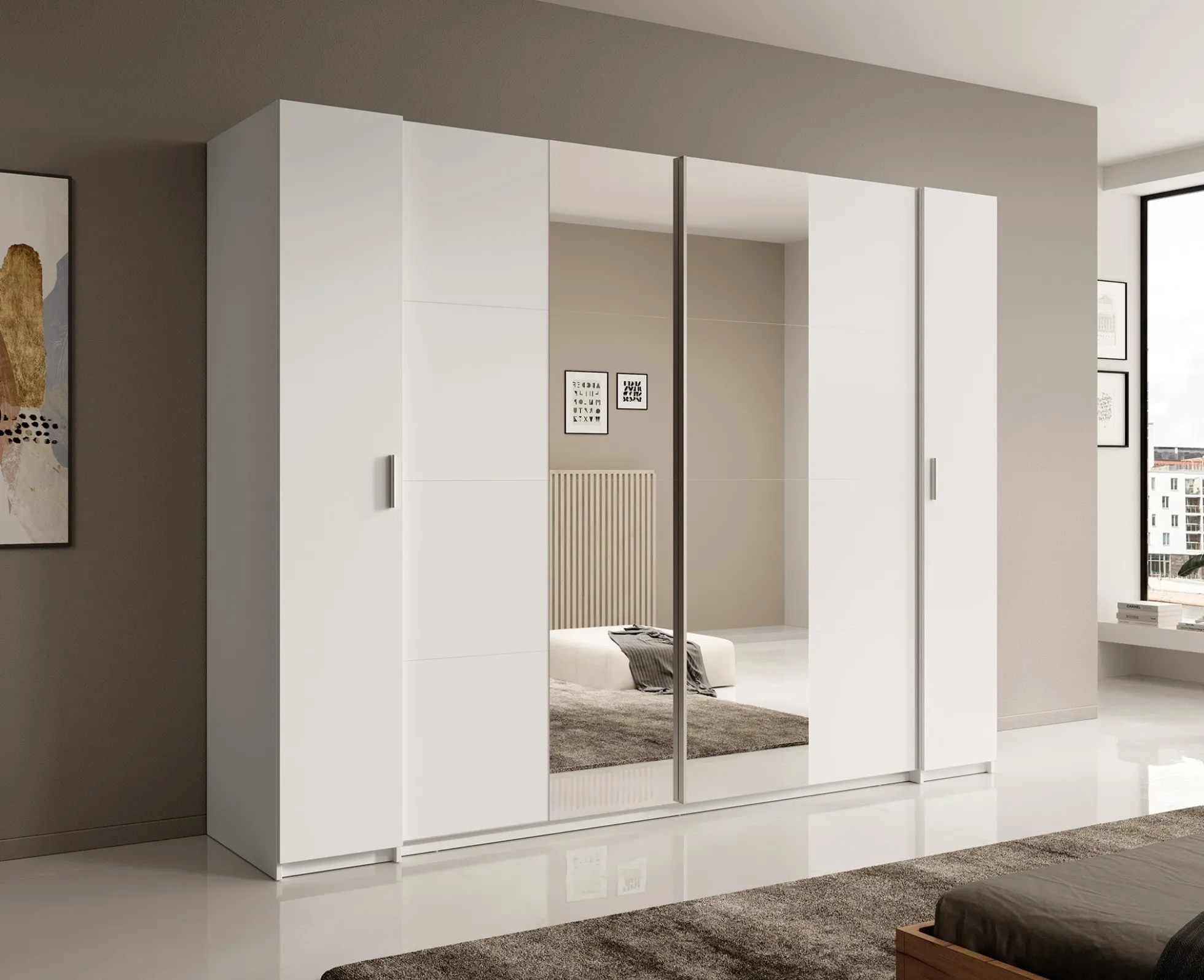 Stoke - Kledingkast 4-deurs - Wit - 270x61x208 cm