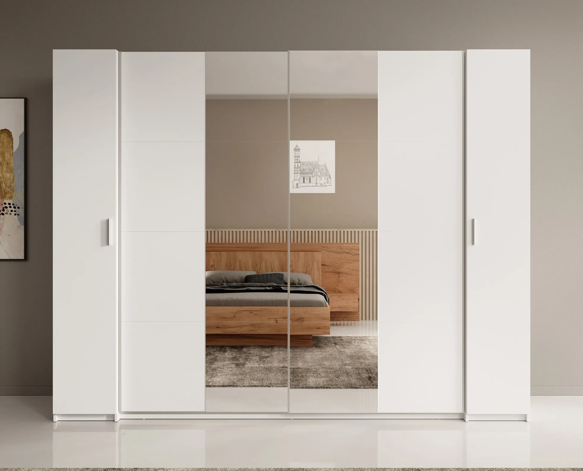 Stoke - Kledingkast 4-deurs - Wit - 270x61x208 cm