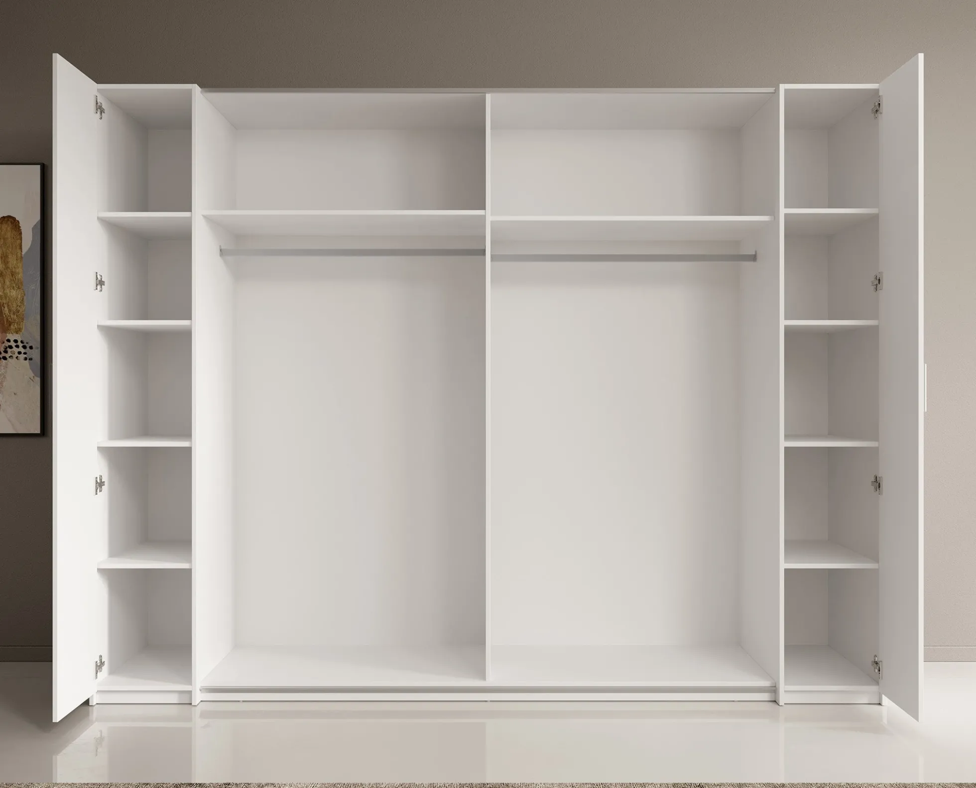 Stoke - Kledingkast met schuifdeuren - Wit - 270x61x208 cm