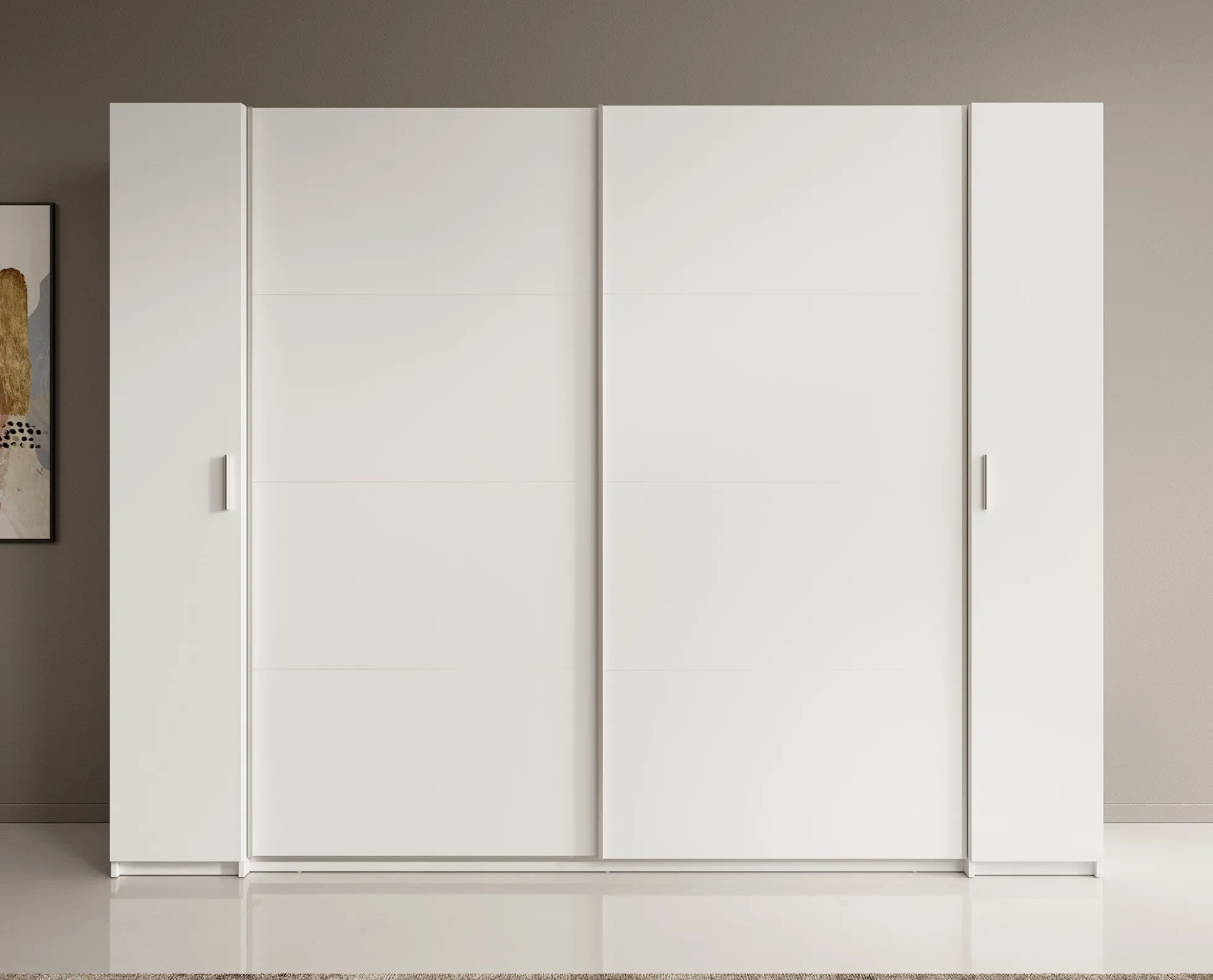Stoke - Kledingkast met schuifdeuren - Wit - 270x61x208 cm