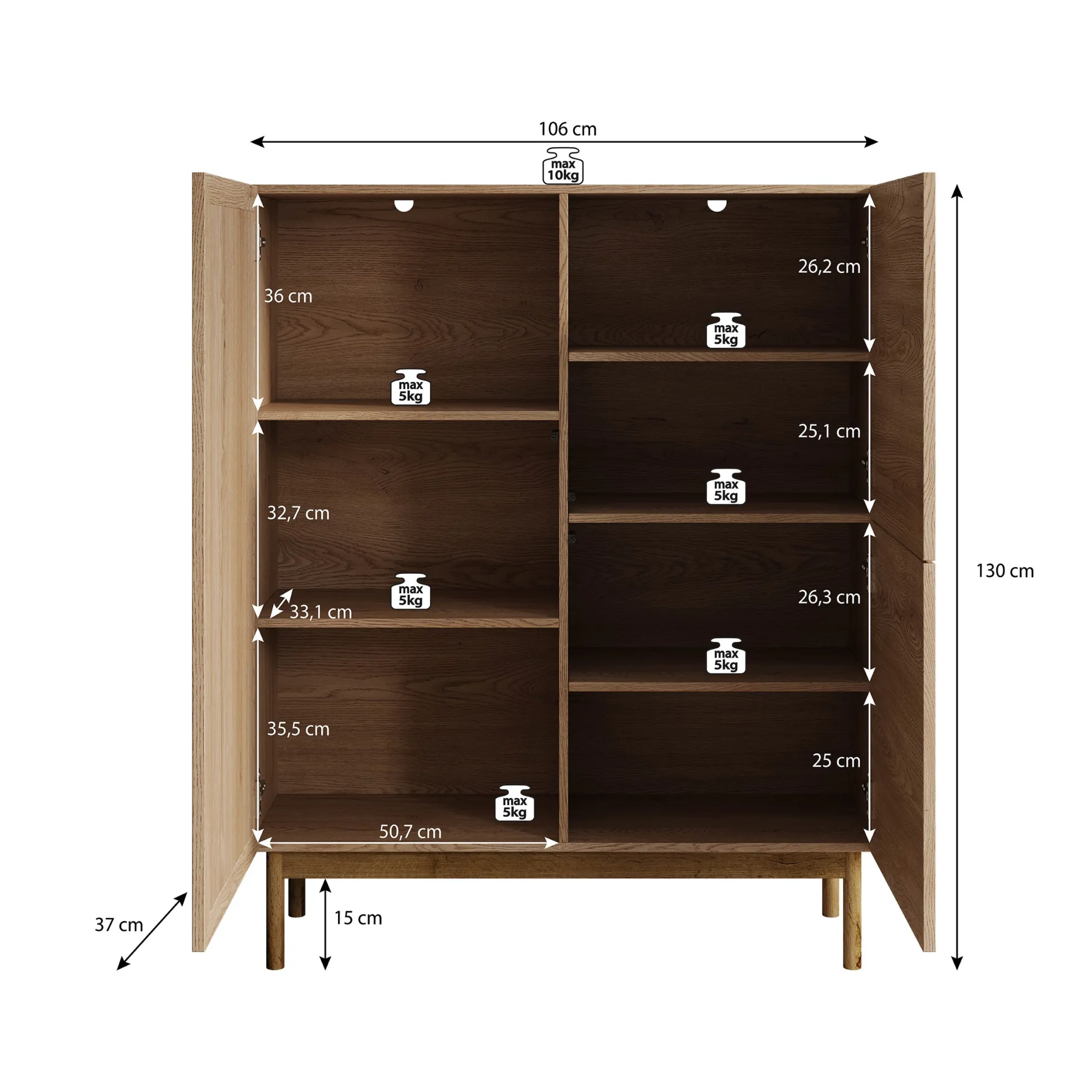 Storm - Dressoir - Eiken - 106x37x130 cm