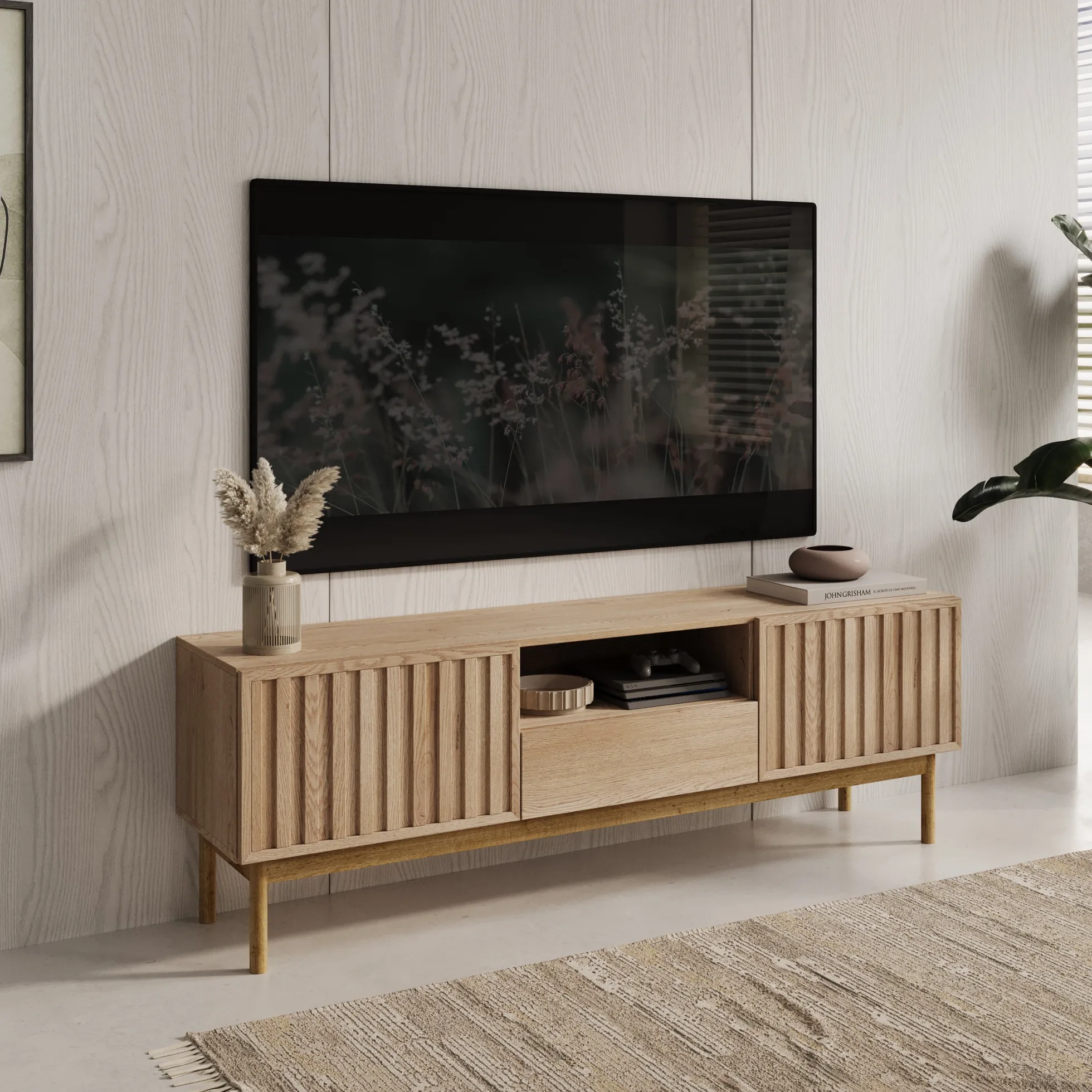 Storm - TV-Meubel met 2 deuren - Eiken - 159x37x53 cm