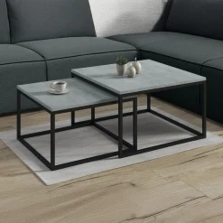 Styler - Salontafel set van 2 - Betonlook/eiken