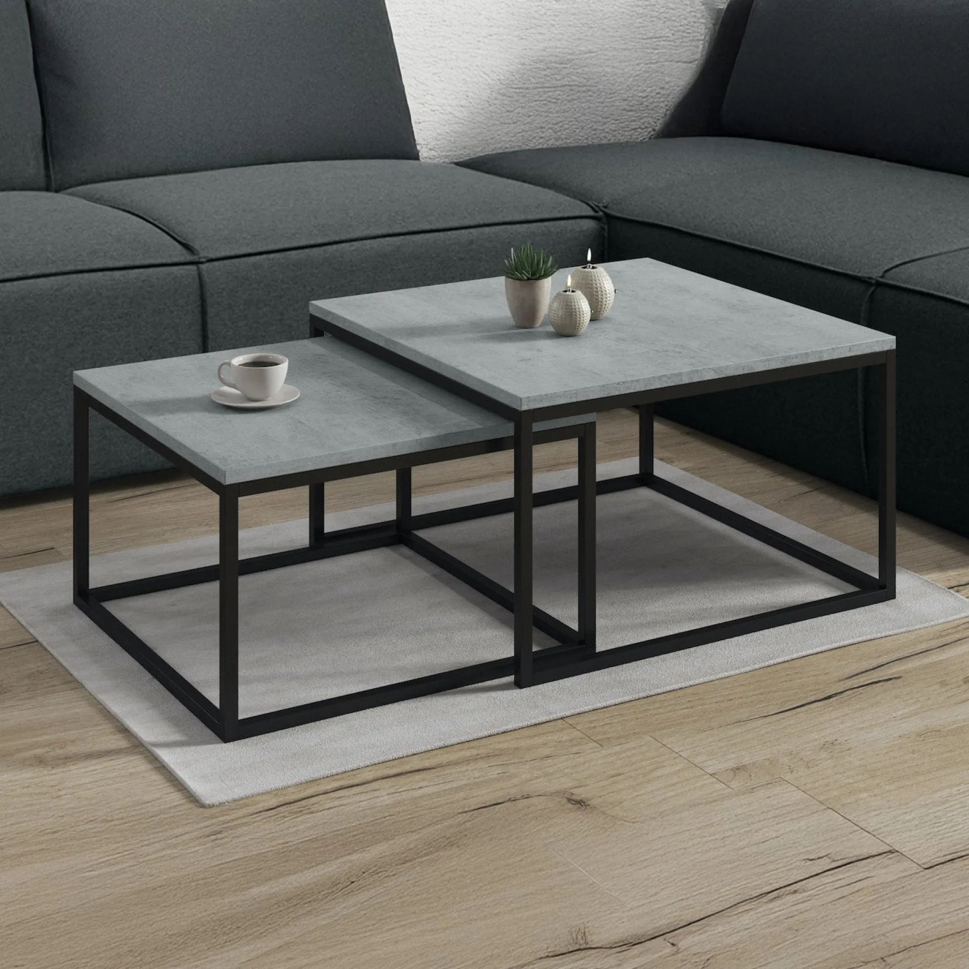 Styler - Salontafel set van 2 - Betonlook/eiken