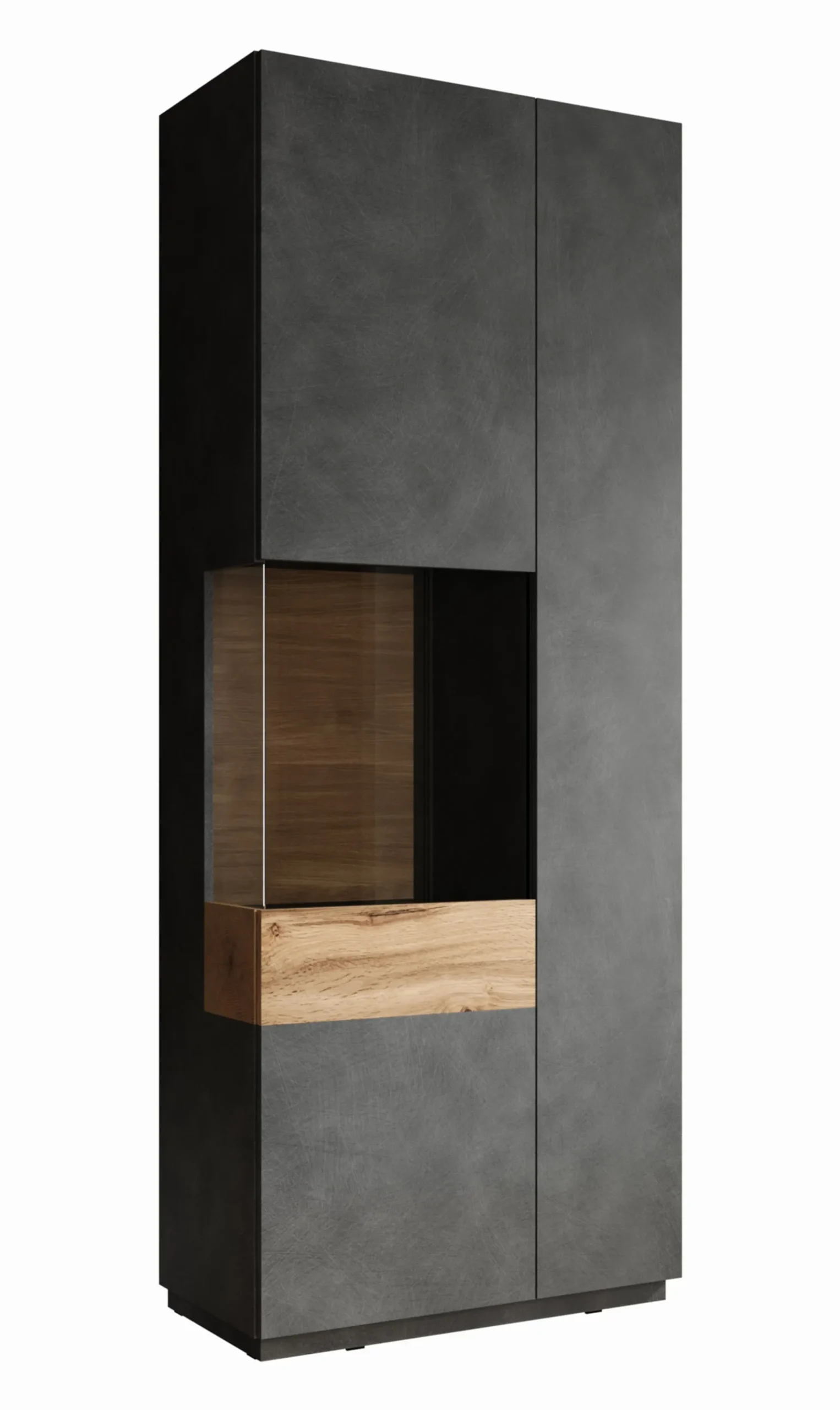 Sublime - Vitrinekast - Grijs/eiken - 80x40x207 cm