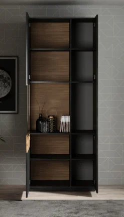 Sublime - Vitrinekast - Grijs/eiken - 80x40x207 cm