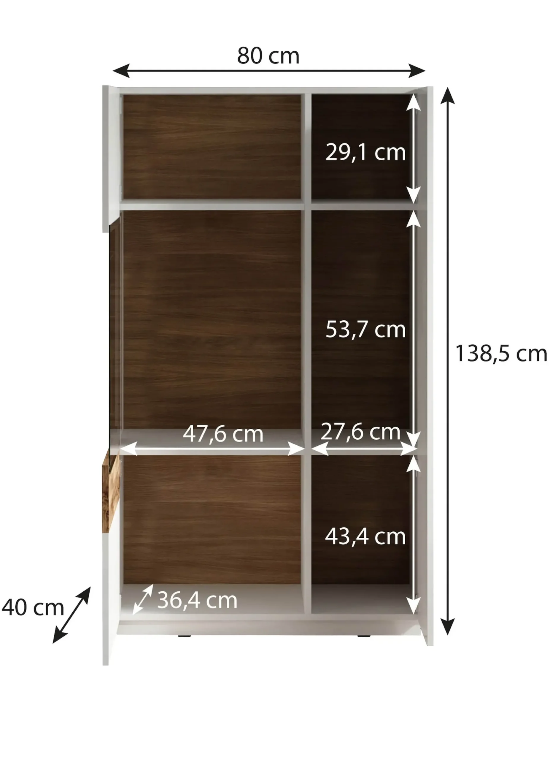 Sublime - Vitrinekast - Grijs/eiken - 80x40x138 cm
