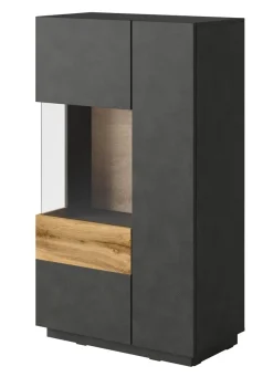 Sublime - Vitrinekast - Grijs/eiken - 80x40x138 cm
