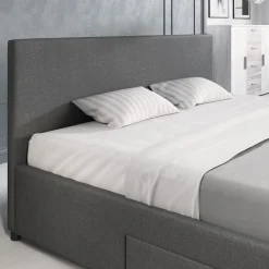 Suente - Tweepersoonsbed met 4 lades - Stof grijs - 180x200 cm