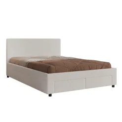 Suente - Tweepersoonsbed met 4 lades - Teddystof Wit - 140x200 cm