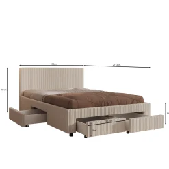 Suente - Tweepersoonsbed met 4 lades - Teddystof Wit - 140x200 cm