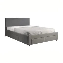 Suente - Tweepersoonsbed met 4 lades - Stof grijs - 140x200 cm