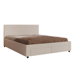 Suente - Tweepersoonsbed met 4 lades - Ribstof beige - 160x200 cm