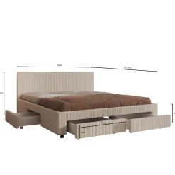 Suente - Tweepersoonsbed met 4 lades - Teddystof Wit - 180x200 cm